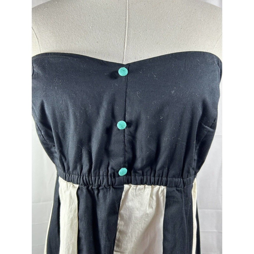 JUDITH MARCH NWT $100 Strapless embroidered anchor Floral Dress o/s black white - Picture 3 of 12